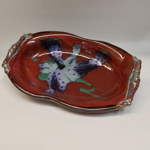 #220406 Platter Red with Blue Splash 11x7 $18 at Hunter Wolff Gallery